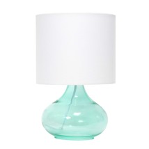 Simple Designs LT2063-AOW Small Glass Raindrop Bedside Table Lamp with White Fab - £19.69 GBP