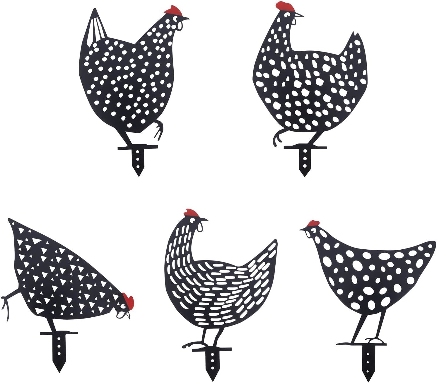 Aozita 5 Pcs 13 Inch Metal Chicken Yard Art Garden, Outdoor Decoration - $44.99