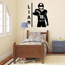 Personalized Decal with American Football Player Holding a Ball - Easily-Applied - £79.12 GBP