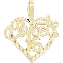 14K Gold Sweet 16 Charm Birthday 16mm 18&quot; Chain Jewelry - £88.64 GBP