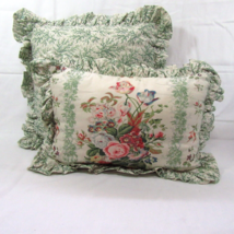 Waverly Sussex Floral and Ferns Sage Multi Ruffled 2-PC Decorative Pillows - £45.62 GBP