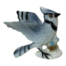 Miniature Porcelain Bone China Blue Jay Bird Spread Wings Vintage Mini F... - $13.10