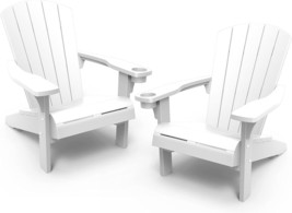 Keter 2 Pack Alpine Adirondack Resin Patio Chairs With Cup Holder -, White. - £258.57 GBP