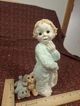 UNITED DESIGN CORP GLASS EYES BOY CATS SCULPTURE FIGURINE 1986 SUSAN BRA... - $9.00