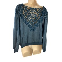 Anthropologie Meadow Rue Womens Size Small Lace Back Blue Long sleeve Pullover - £23.26 GBP
