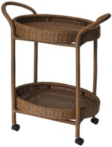 Serving Cart Kitchen Contemporary Distressed Designer&#39;s Edge Brown Tan Rattan - £565.45 GBP