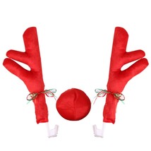 2022 Rein Car Vehicle Nose Horn Costume Set Rudolf Christmas Rein Antlers Red No - £68.47 GBP