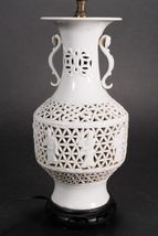 Chinese Blanc De China Porcelain Reticulated Pierced Vase Mounted as Table lamp - £193.42 GBP