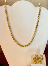 Vintage Goldtone Brushed look Necklace and Reinvented Dangle Clip on Ear... - $30.00