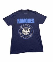 Ramones T-Shirt Rock N Roll High School Medium Blue Retro Short Sleeve - $12.87