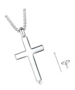 Cremation Urn Cross Necklace For Ashes White Gold 24 - £200.56 GBP
