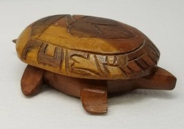 Storage Bowl Container Turtle Small Modern Wood Hand Carved Plant Lid Vintage  - £14.84 GBP