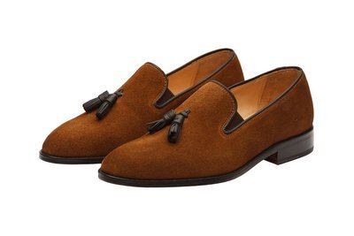 Handcraft Brown Color Tassel Loafers Slip On Men's Suede Leather Dress Shoes