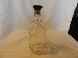 Vintage Clear Glass Liquor Bottle With Wood Stopper, Embossed 1855 - £39.33 GBP