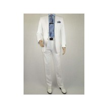 Mens Summer Linen Suit Apollo King Half Lined 2 Button European LN6 White Party image 2