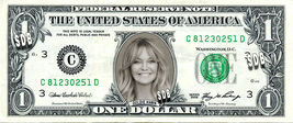 Goldie Hawn on a REAL Dollar Bill Cash Money Collectible Memorabilia Cel... - £7.09 GBP
