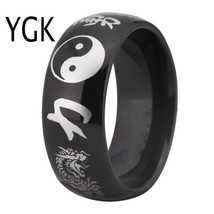 YGK Trendy Tungsten Carbide, Ying & Yang, Tai Chi, Kanji Dragon Themed Ring - £30.36 GBP