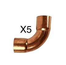 [5 PACK] 1/2&quot; C x C 90° Degree Long Radius Copper Pipe Reducing Elbow Fi... - £25.15 GBP