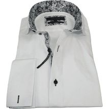 Men's Axxess Turkey Shirt 100% Cotton High Collar 224-13 French Cuffs White image 3