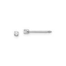 Finest Gold 2 mm 14K White Gold Inverness Cubic Zirconia Post Earrings, ... - €60,80 EUR