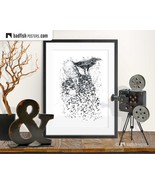 Alfred Hitchcock Crow Print, Hitch, Portrait, WallArt, B&amp;W, WallDecor, T... - $40.00+
