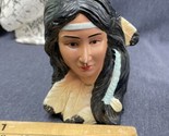 Vintage Ceramic Native American Princess Pocahontas Bust decor - $14.85