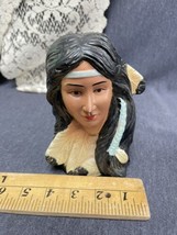 Vintage Ceramic Native American Princess Pocahontas Bust decor - £11.67 GBP