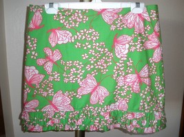 NWOT PRETTY LILLY PULITZER BUTTERFLY LINED SKIRT 3 TIERS OF RUFFLES SZ 8 - £36.75 GBP