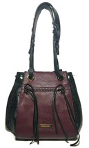 NWT $298 BCBG BCBGMAXAZRIA Burgundy Spice and Black Mikko Leather Handbag - $123.19