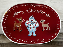 Pottery Barn Holiday Platter Christmas Tray Cookie Plate Santa Rudolph B... - $34.99