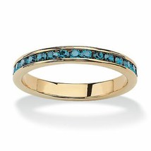 PalmBeach Jewelry Birthstone Gold-Plated Eternity Band-December-Blue Topaz - £21.43 GBP