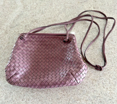 Pieschi Of Italy Vintage Purple Woven Leather Shoulder Bag - $140.25
