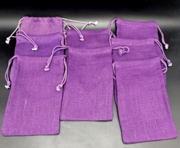 8 Purple Jute Burlap Canvas Drawstring Bag Reusable 6&quot; x 10&quot; - £6.44 GBP