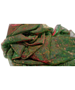 Fabric Timeless Woman&#39;s Scarf Red Green Mix w/Jingle Bells 28&quot; x 60&quot; $4.75 - $6.69 CAD