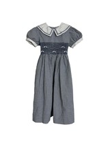 Rare Edition Girls Dress Size 6 Blue White Seersucker Nautical Smocking ... - $28.71