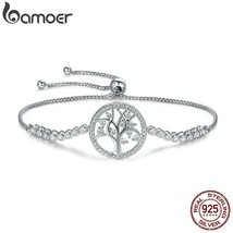 Hot Sale 925 Sterling Silver Zircon Tree of Life Tennis Bracelet Women Adjustabl - £29.05 GBP