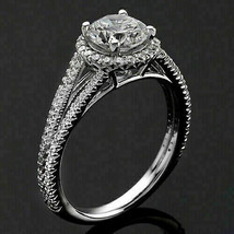 1.5CT Lab Created Diamond Halo Split Shank Engagement Ring 14K White Gold Over - £77.11 GBP