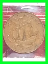 1950 Great Britain 1/2 Half Penny Vintage World Coin - $19.79