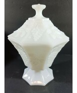 Vintage Anchor Hocking WHITE MILK GLASS OCTAGON COMPOTE Candy Dish Grape... - $22.14 CAD