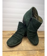 Fly London Waco Bordeaux Green Suede Ankle Bootie Womens Size US 7.5 W E... - $37.39