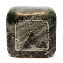 Pyramid Engrave Paperweight Square Stone Handmade Multi Hexa Signed Vintage - $24.72