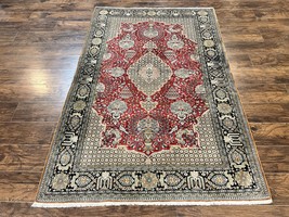 Wonderful Silk Rug 5x7 Birds Floral Vases Red Handmade Fine Oriental Carpet - £7,784.92 GBP