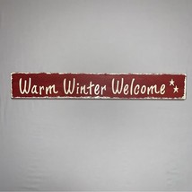 Warm Winter Wishes Sign Home Decor Art Red White Plaque Wall Hanging Cottagecore - £17.78 GBP