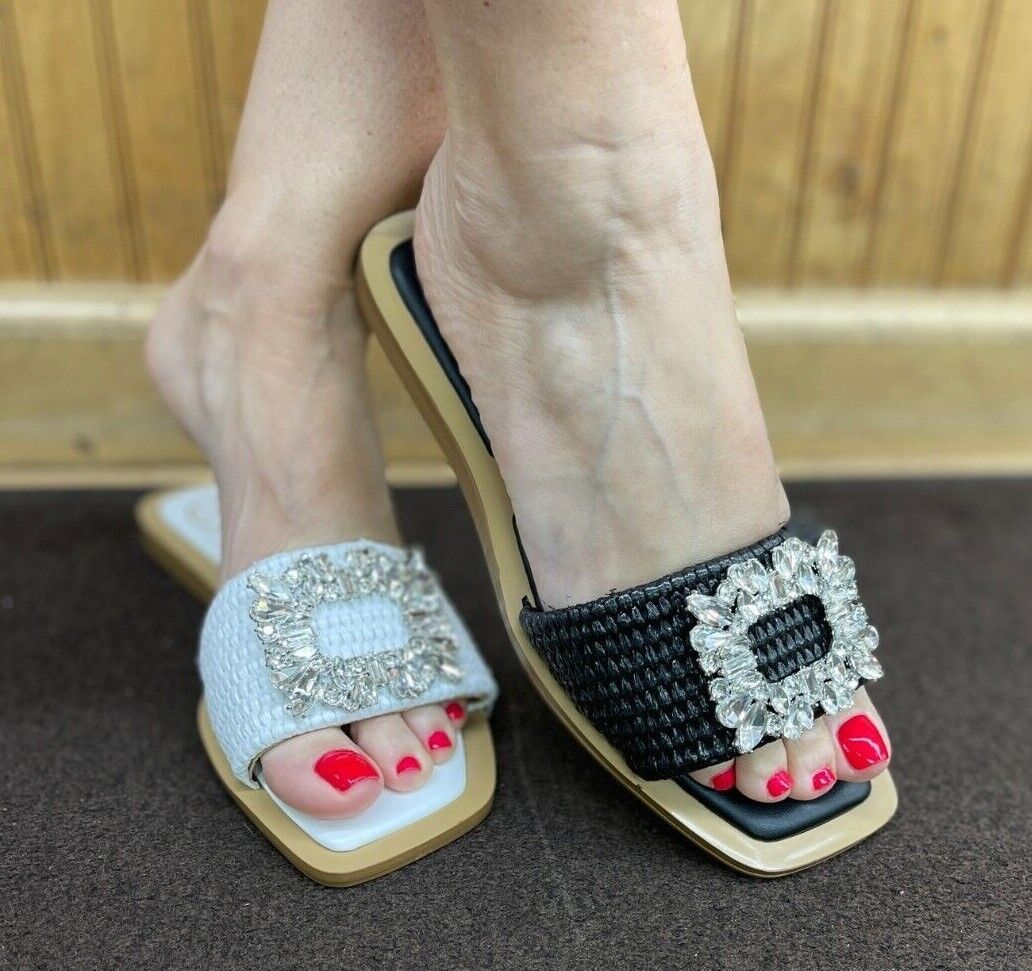 Maker&#39;s Gia-3 Flat Slip On Brooch Design Sandal Slide Choose Sz/Color - $34.30