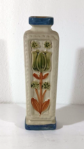 Vintage TAKAHASHI STONEWARE BISQUE Flower Bud VASE Ceramic MCM Embossed 8&quot; - $17.09