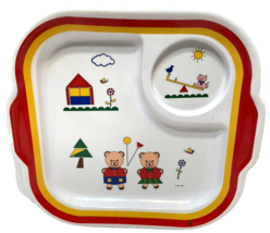 Vintage 1986 Peco Boy and Girl Bear Divded Melamine Childs Plate 9.75 x ... - $21.51