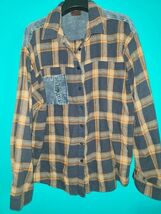 Women&#39;s Flannel &amp; Corduroy Shirt Size Large Comfy Warm Soft Brown Blue - $20.91 CAD