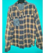 Women&#39;s Flannel &amp; Corduroy Shirt Size Large Comfy Warm Soft Brown Blue - $20.91 CAD