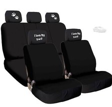 For Toyota New 4X I Love My Dog Paws Logo Headrest With Black Cloth Seat Covers - £32.20 GBP