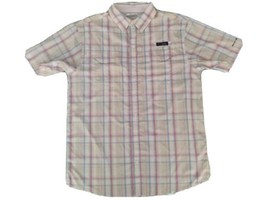 Columbia PFG Mens Short Sleeve Omni Shade Fishing Shirt Pastel Colors Plaid Sz M - £19.46 GBP